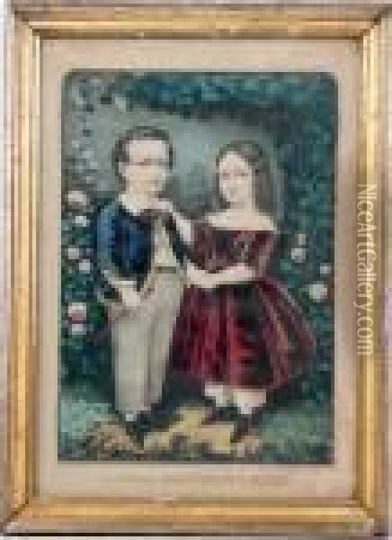 Little Brother And Sister Oil Painting - Edward Wilson Currier