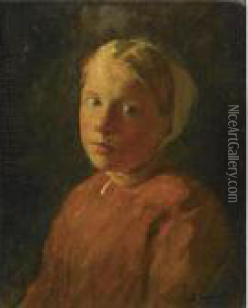 Portrait Of A Girl Oil Painting - Bernardus Johannes Blommers