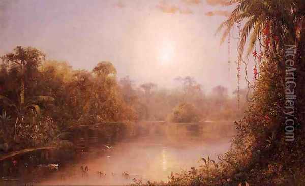 Tropical River Scene Oil Painting - Norton Bush