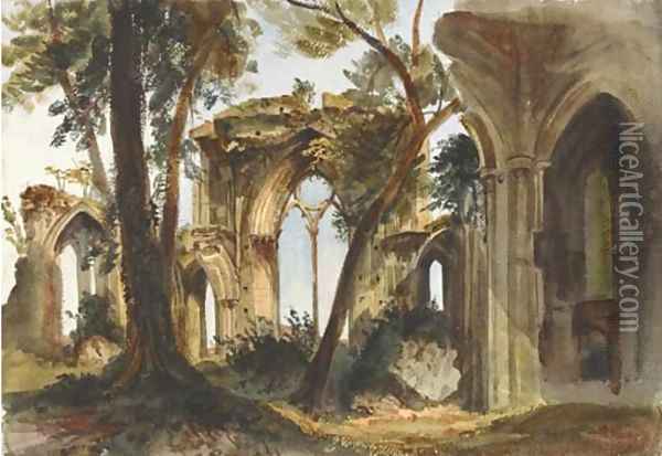 Netley Abbey, Hampshire Oil Painting - Harriet Cheney