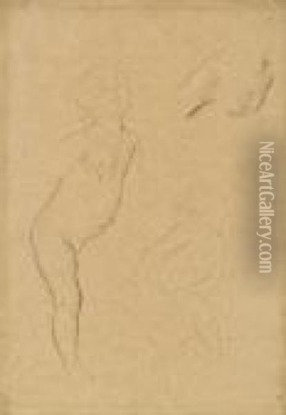 Stehendes Und Sitzendes Kind Nach Rechts, Wiederholung Derbrustpartie Oil Painting - Gustav Klimt