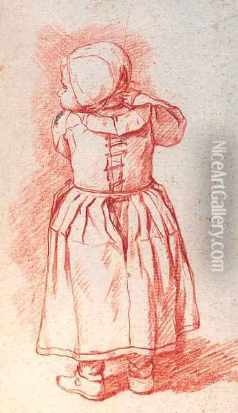A study of a small girl seen from behind Oil Painting - Jan Josef, the Elder Horemans