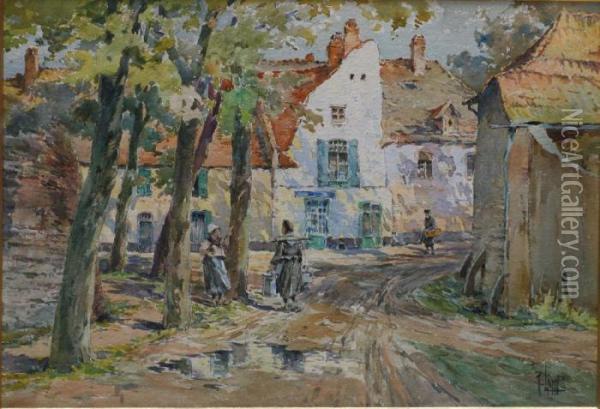 Conversation Dans Le Village Oil Painting - Rene Leverd