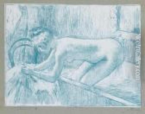La Sortie De Bain From Quinze Lithographies Oil Painting - Edgar Degas