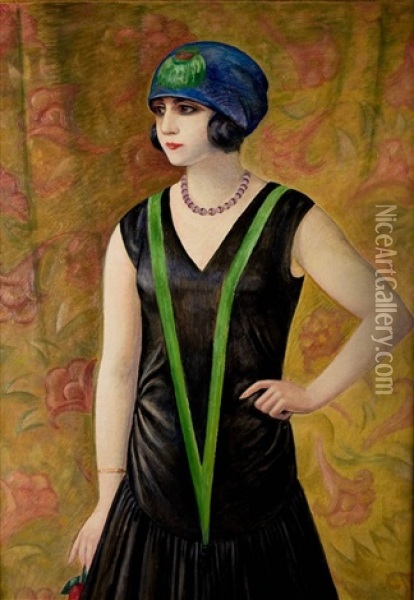 Portrait Of Women Oil Painting - Wladyslaw Roguski