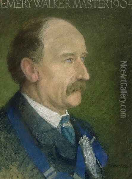 Emery Walker, Master of the Art Workers Guild in 1904 Oil Painting - Thomas Robert Way