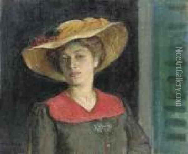 Femme Au Chapeau Jaune Oil Painting - Henri Lebasque