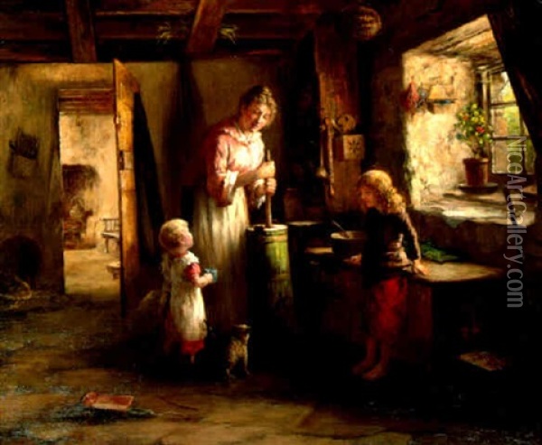 In The Kitchen Oil Painting - Tom Mcewan