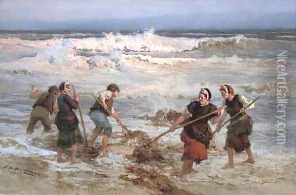 The seaweed gatherers Oil Painting - Frederick Arthur Bridgman