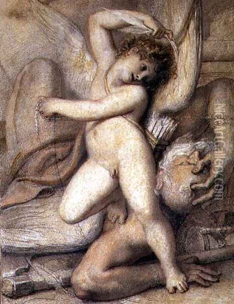 Cupid Plucking the Wings of Time Oil Painting - Richard Cosway
