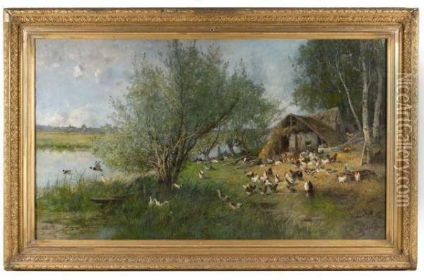 Vue Prise A Montigny-sur-loing, Seine-et-marne Oil Painting - Alexandre Defaux