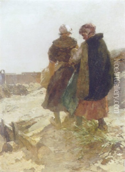 Zwei Frauen Am Strand Oil Painting - Gregor von Bochmann the Elder