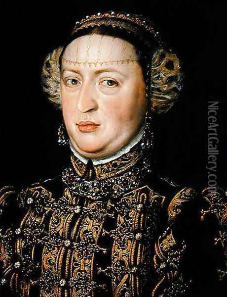 Catherine of Austria, Queen of Portugal 1507-78 Oil Painting - Alonso Sanchez Coello