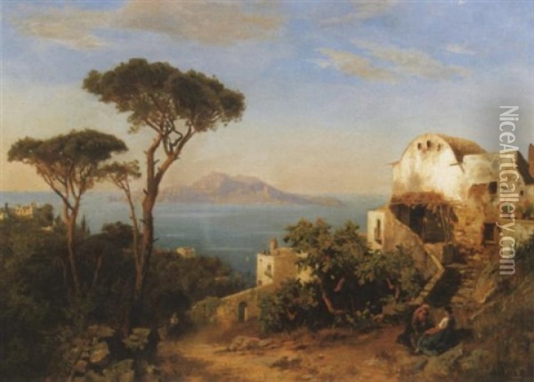 Blick Auf Capri Oil Painting - August Wilhelm Leu