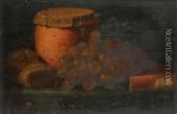 A Still Life With Grapes Oil Painting - A. Coleman