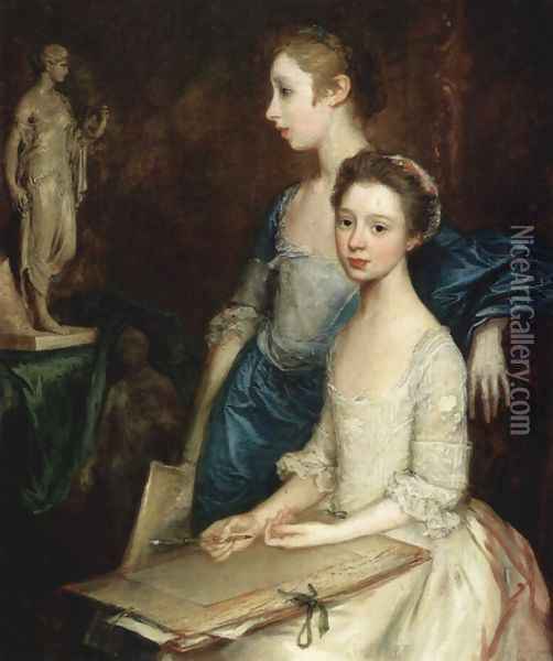 Portrait of the Artist's Daughters Oil Painting - Thomas Gainsborough
