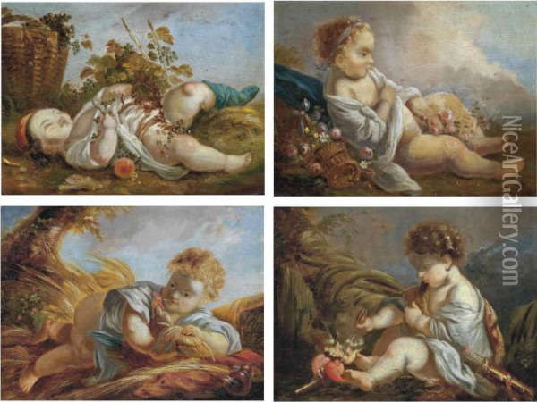 The Four Seasons: Spring, Summer, Autumn, Winter Oil Painting - Francois Boucher