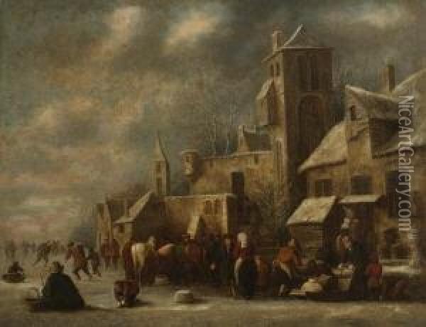 Winterliche Dorfansicht Oil Painting - Thomas Heeremans