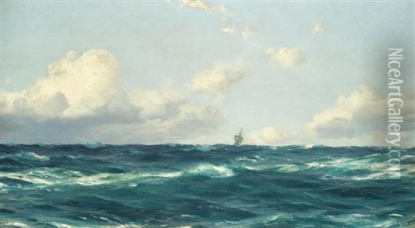 In Open Seas Oil Painting - Thomas Jacques Somerscales