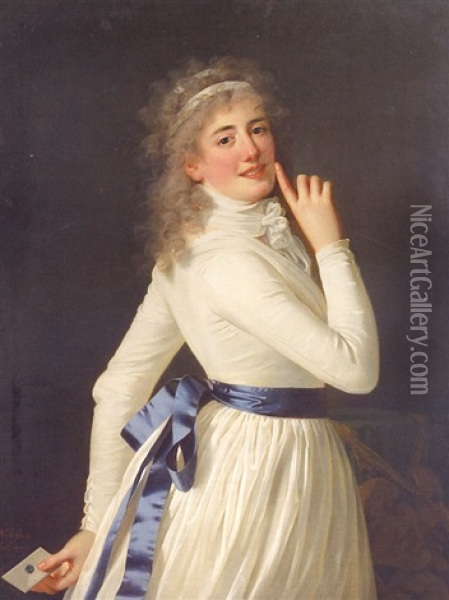 Portrait De La Comedienne Sophie De Gevaudan, Nee Thevenin Devienne (?) Oil Painting - Robert Jacques Francois Faust Lefevre