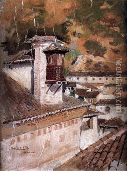 Vista De Granada Desde Un Alto Oil Painting - Cecilio Pla