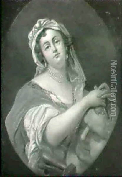 Portrait Presume De Marie-ann Collot Finissant Le Buste De  Pierre-le-grand Oil Painting - Pierre Etienne Falconet