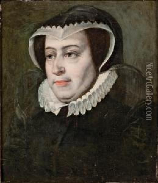 Portrait De Marie De Medicis Oil Painting - Frans Pourbus the younger