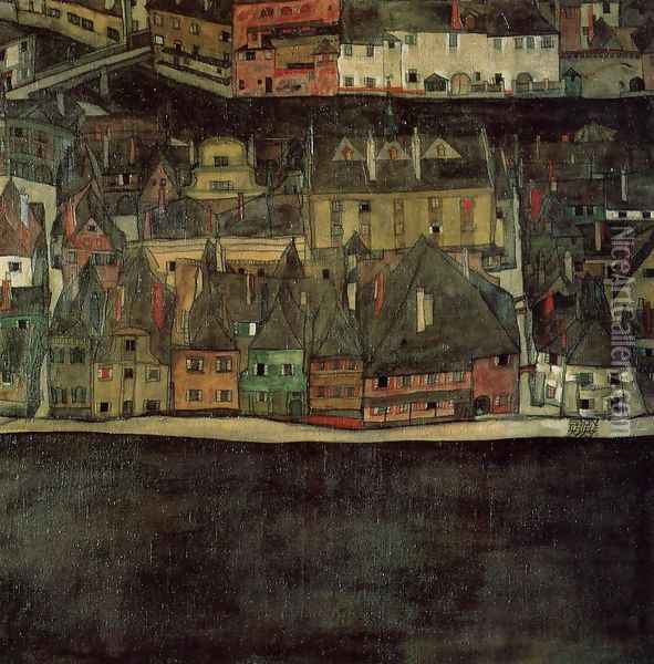 The Small City II Oil Painting - Egon Schiele