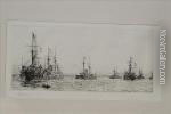 Warships Oil Painting - William Lionel Wyllie