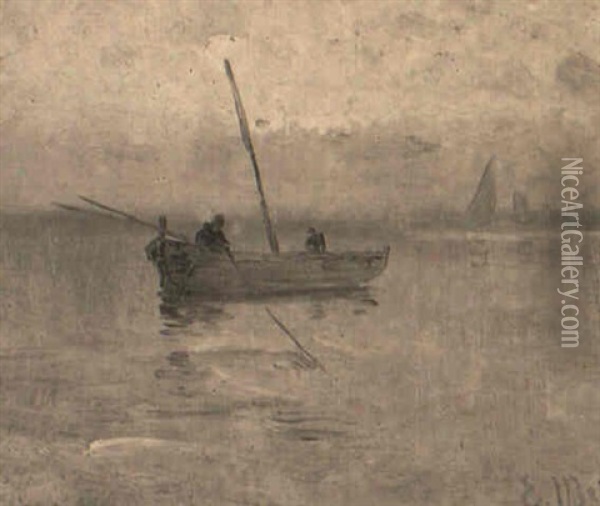 Barca Con Pescadores Oil Painting - Eliseo Meifren y Roig