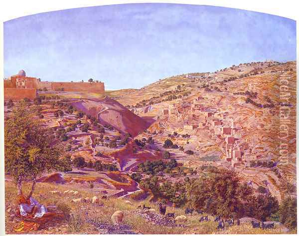 Jerusalem and the Valley of Jehoshaphat from the Hill of Evil Counsel Oil Painting - Thomas B. Seddon