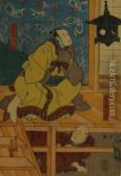 Deux Acteurs Dans Les Roles D'oboshi Yuranosuke Oil Painting - Kunisada