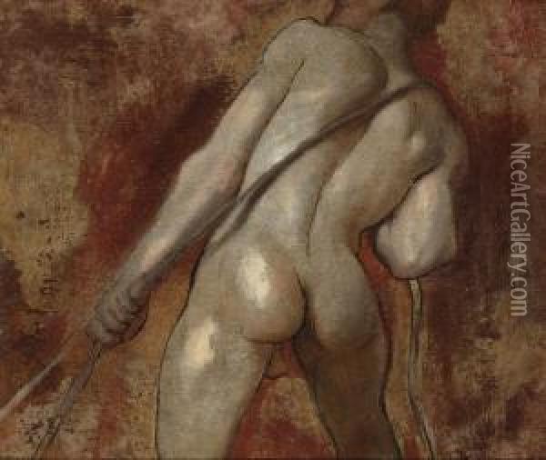 Studies Of Male Nude Figures Hauling A Rope Oil Painting - William Etty