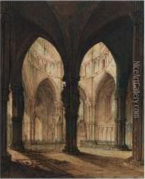 Interior Of The Temple Church Oil Painting - John Coney