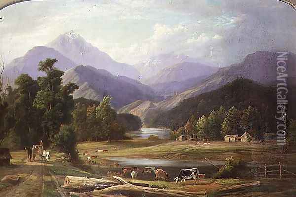 New Zealand Landscape 1872 Oil Painting - Ebenezer Wake-Cook
