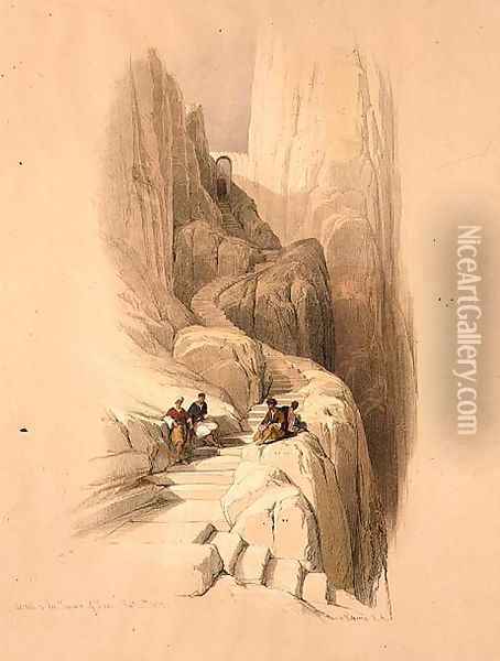 Ascent to the Summit of Sinai, February 20th 1839, plate 115 from Volume III of The Holy Land, engraved by Louis Haghe 1806-85 pub. 1849 Oil Painting - David Roberts
