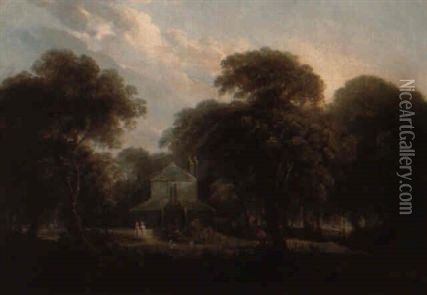 Queen Charlotte's Cottage At Kew Oil Painting - George Arnald