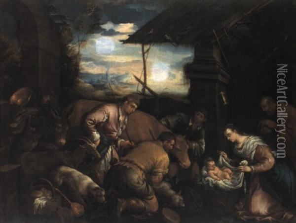 Adorazione Dei Pastori Oil Painting - Francesco Bassano the Younger
