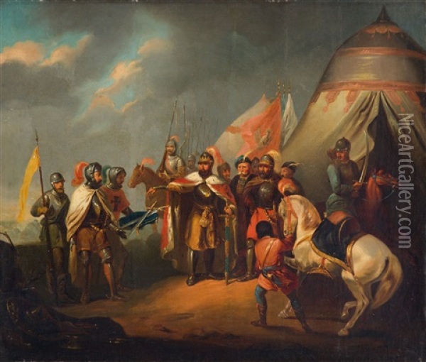Offering Of Swords Before The Battle Of Grunwald Oil Painting - Janvier (January) Suchodolski