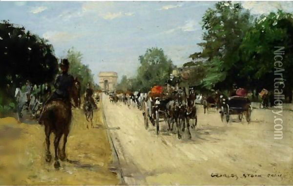 The Avenue Du Bois, Paris Oil Painting - Georges Stein