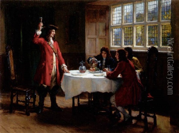 The Toast Oil Painting - George Sheridan Knowles