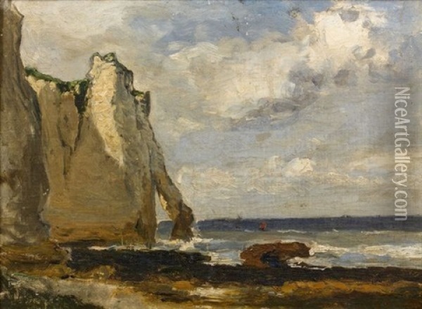 La Falaise, Etretat Oil Painting - Eugene Baudin