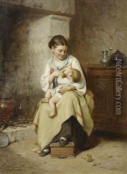 Mother And Child Oil Painting - Leon Caille
