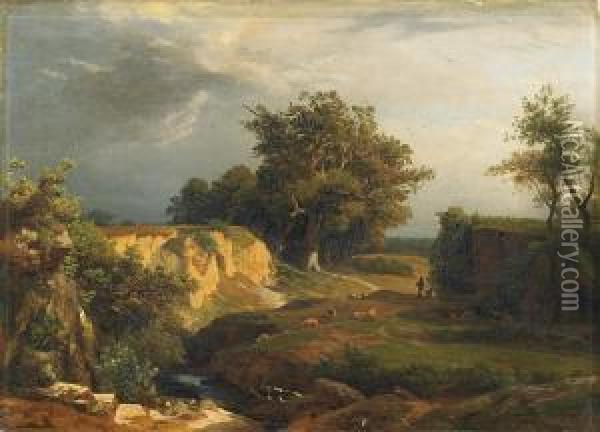 Landschaft Mit Hirte Undschafen Oil Painting - Johann Wilhelm Schirmer