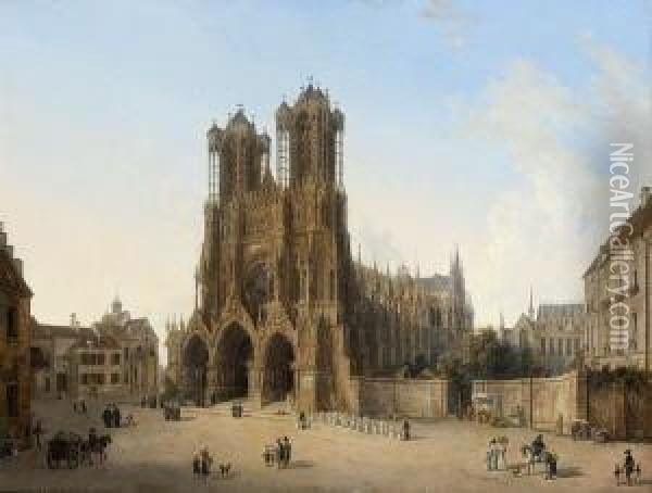 Sudwestansicht Der Kathedrale Von
 Reims Oil Painting - Domenico Quaglio