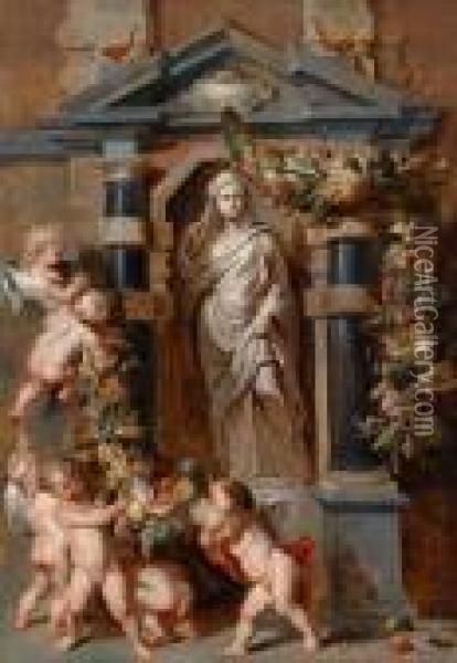 Werkstatt Diestatue Der Gottin Ceres In Einer Nische Oil Painting - Peter Paul Rubens