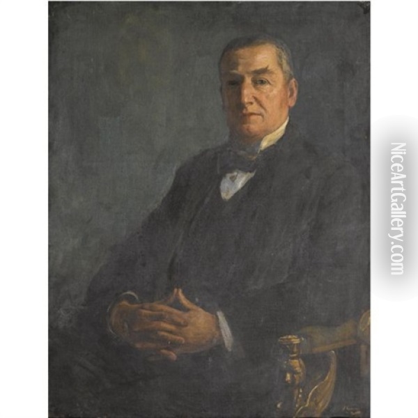 Portrait Of Sir Edward Denison Ross (+ James Maxton, M.p., Sketch; 2 Works) Oil Painting - John Lavery