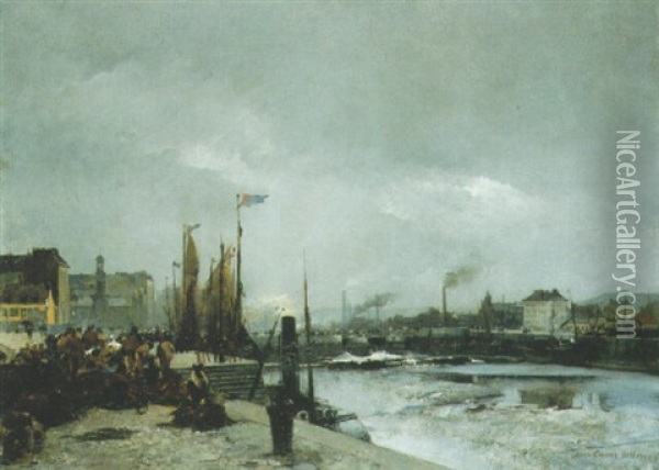 Harbour Scene Oil Painting - Louis Robert Carrier-Belleuse