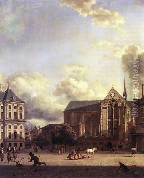 Dam Square, Amsterdam Oil Painting - Jan Van Der Heyden