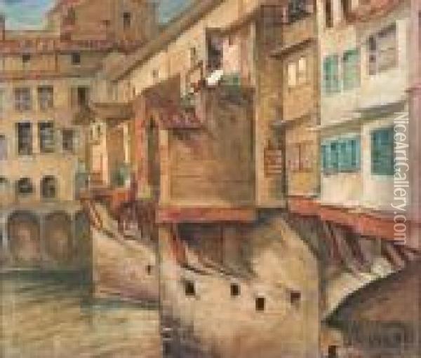 Ponte Vecchio A Firenze Oil Painting - Hector Nava